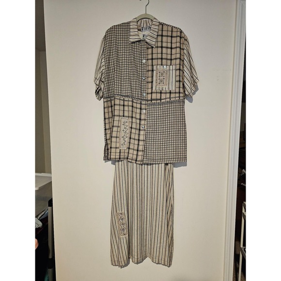 Faith by Celia Forrester Pants - Faith By Celia Forrester 3 Piece Outfit Womens Medium Beige Patchwork Jumper
